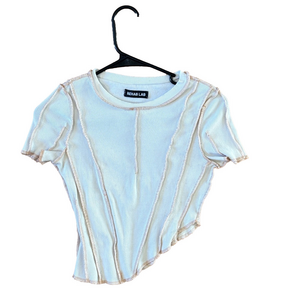 Rehab Lab White Ribbed Crop Top Size Medium